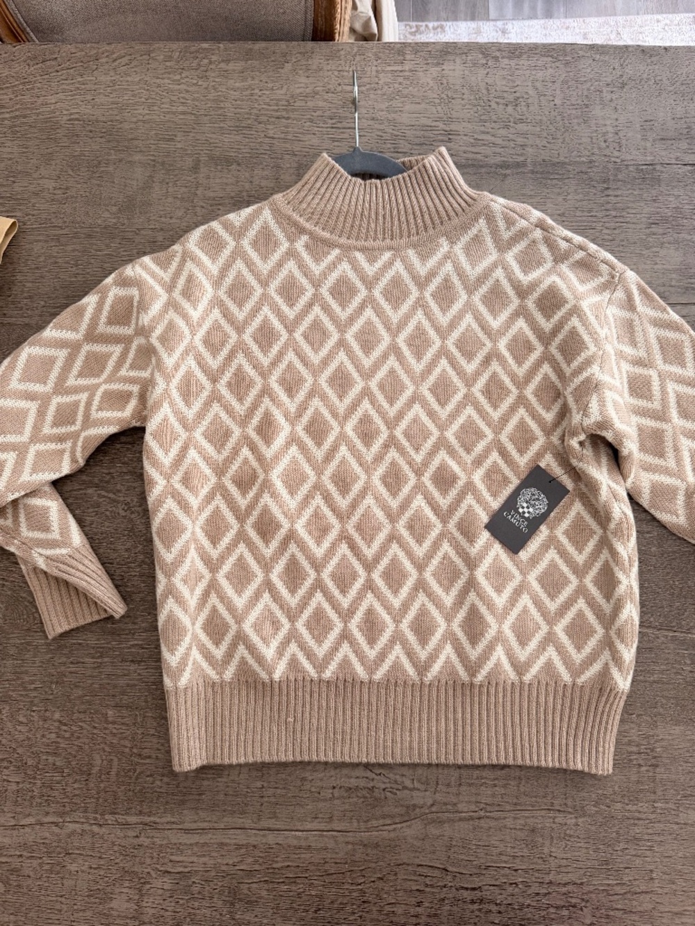 Vince camuto mock neck sweater, size S, beige
